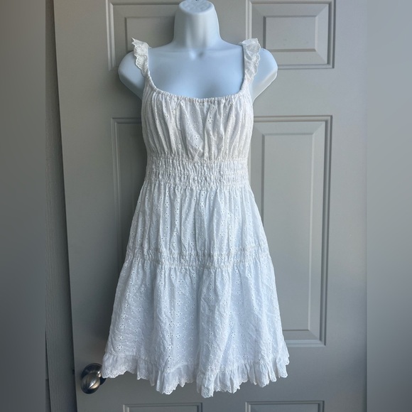 NWT Capulet Gemma Smocked Eyelet Ruffle Strap Mini Dress White Size L - Picture 7 of 12